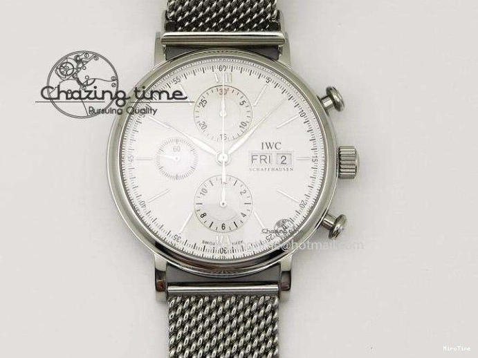 MIROTIME 0723 Pilot Chrono SS IW387809 ZF 1:1 Best Edition Silver Dial Blue Numbers On Blue Leather Strap A Lightweight 7263